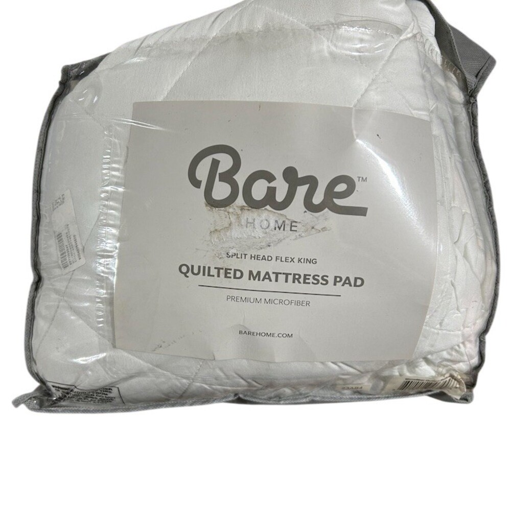 Bare Home Quilted Mattress Pad Split Head Flex Split King White Fitted